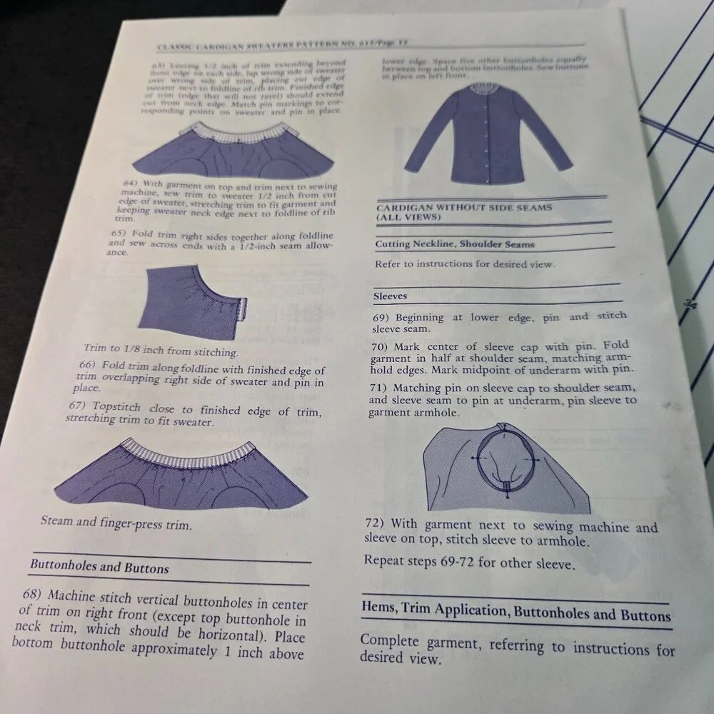Stretch & Sew 615 sewing pattern Classic Cardigan Sweaters 70s UNCUT Vintage